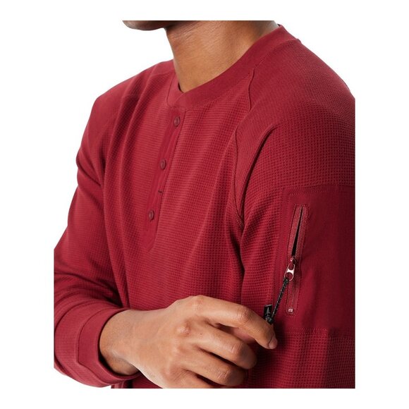 Bass Outdoor Mens Performance Thermal Henley Shirt Small Long Sleeve Cabernet - Picture 4 of 5